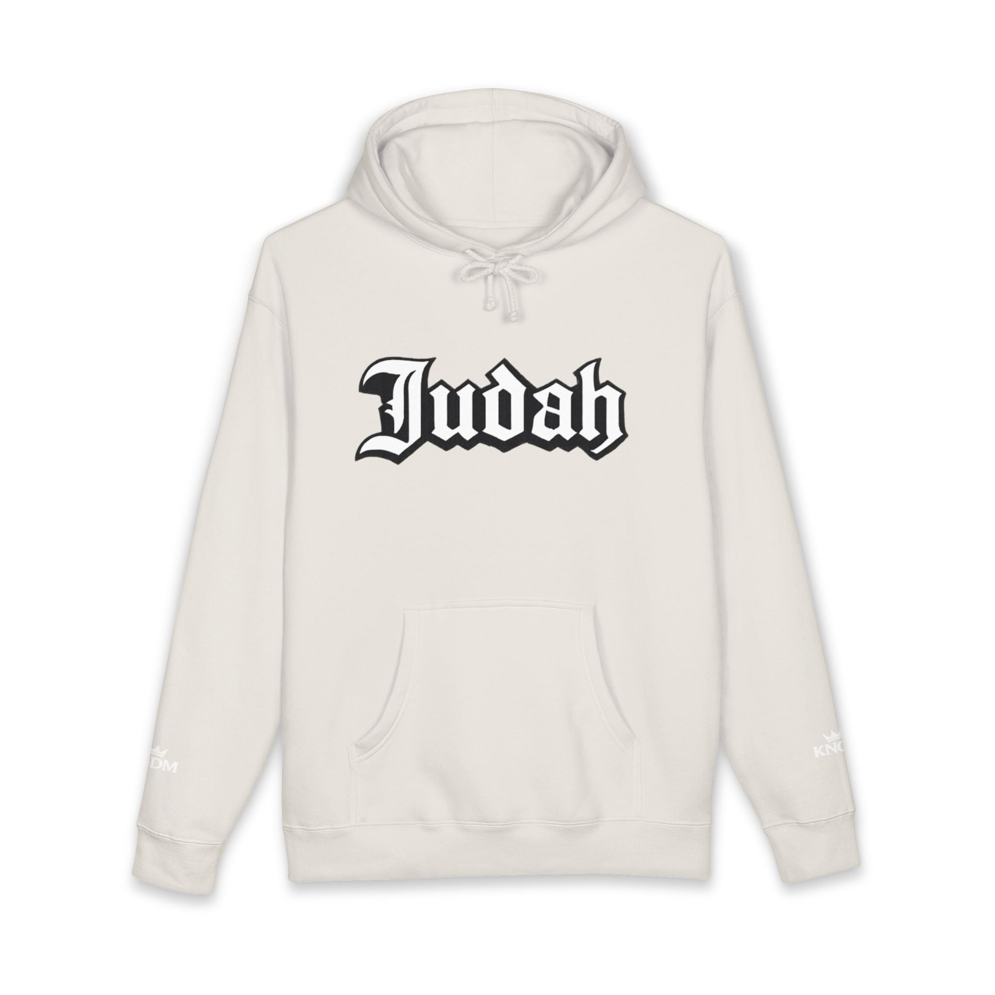 Judah Lion Hoodie — 'Judah' Gothic Front with Crowned Lion & Revelation 5:5 Back