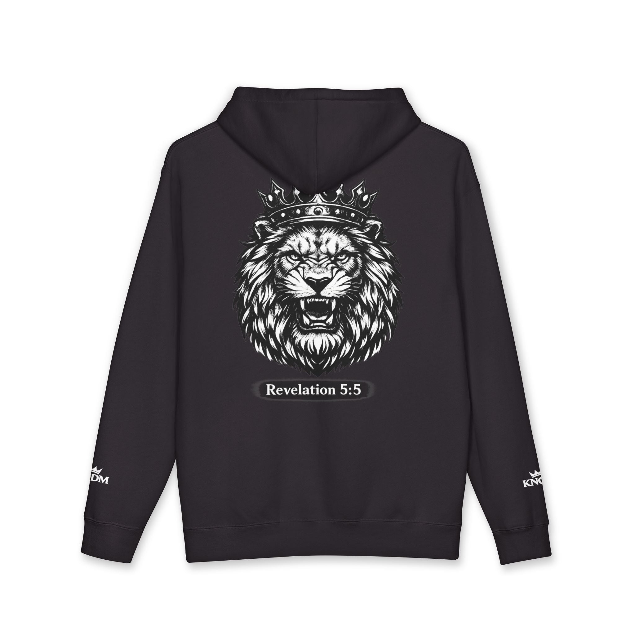 Judah Lion Hoodie — 'Judah' Gothic Front with Crowned Lion & Revelation 5:5 Back